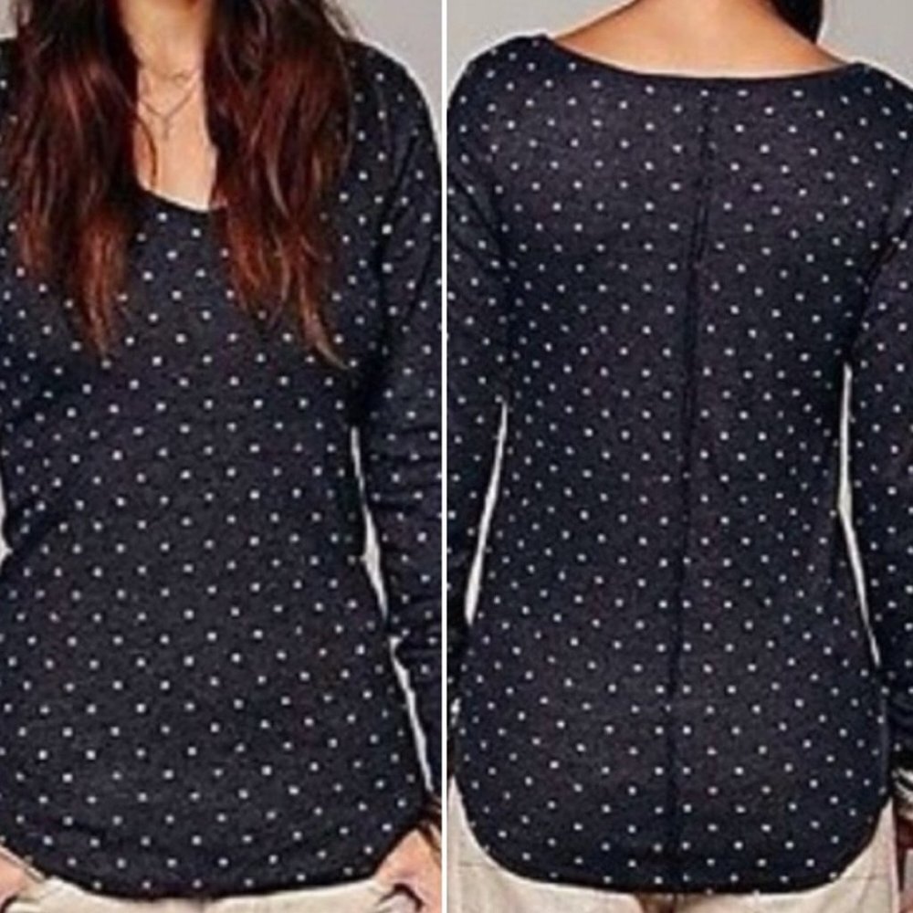 Free People Printed Thermal Desperate Polka Dot Waffle Knit‎ Size Small Bohemian - Picture 12 of 14